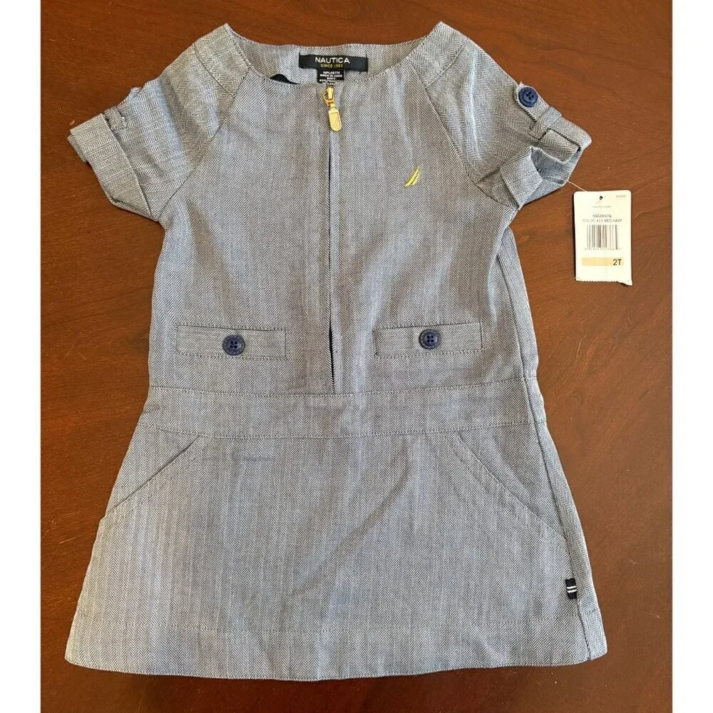 Nautica NWT Herringbone Zip Front Dress in size 2T Toddler